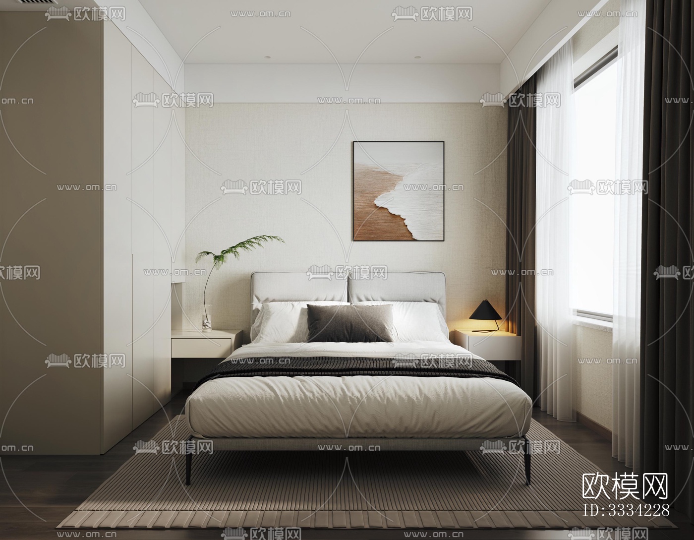 现代卧室效果图下载（渲染图6）