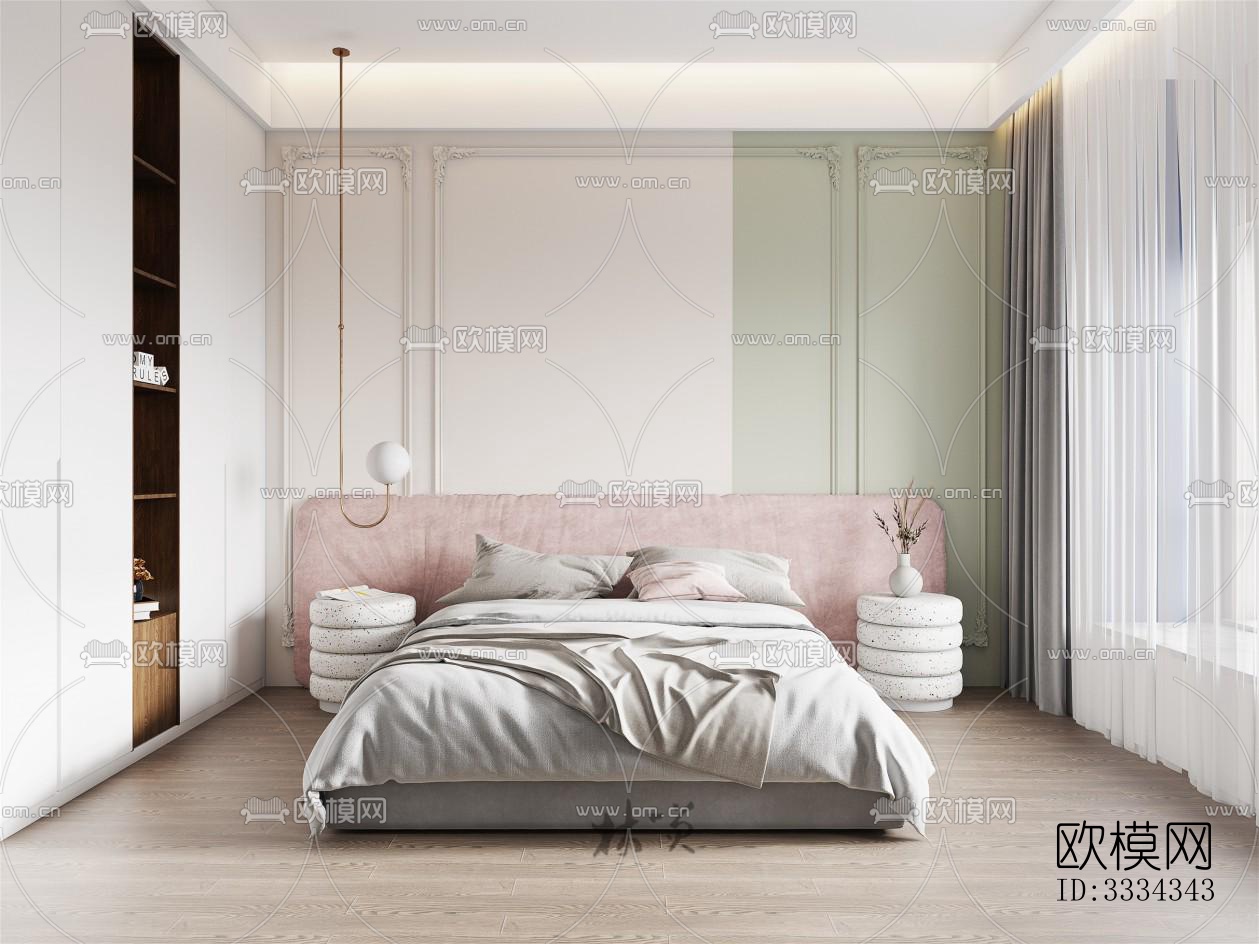 现代卧室效果图下载（渲染图4）