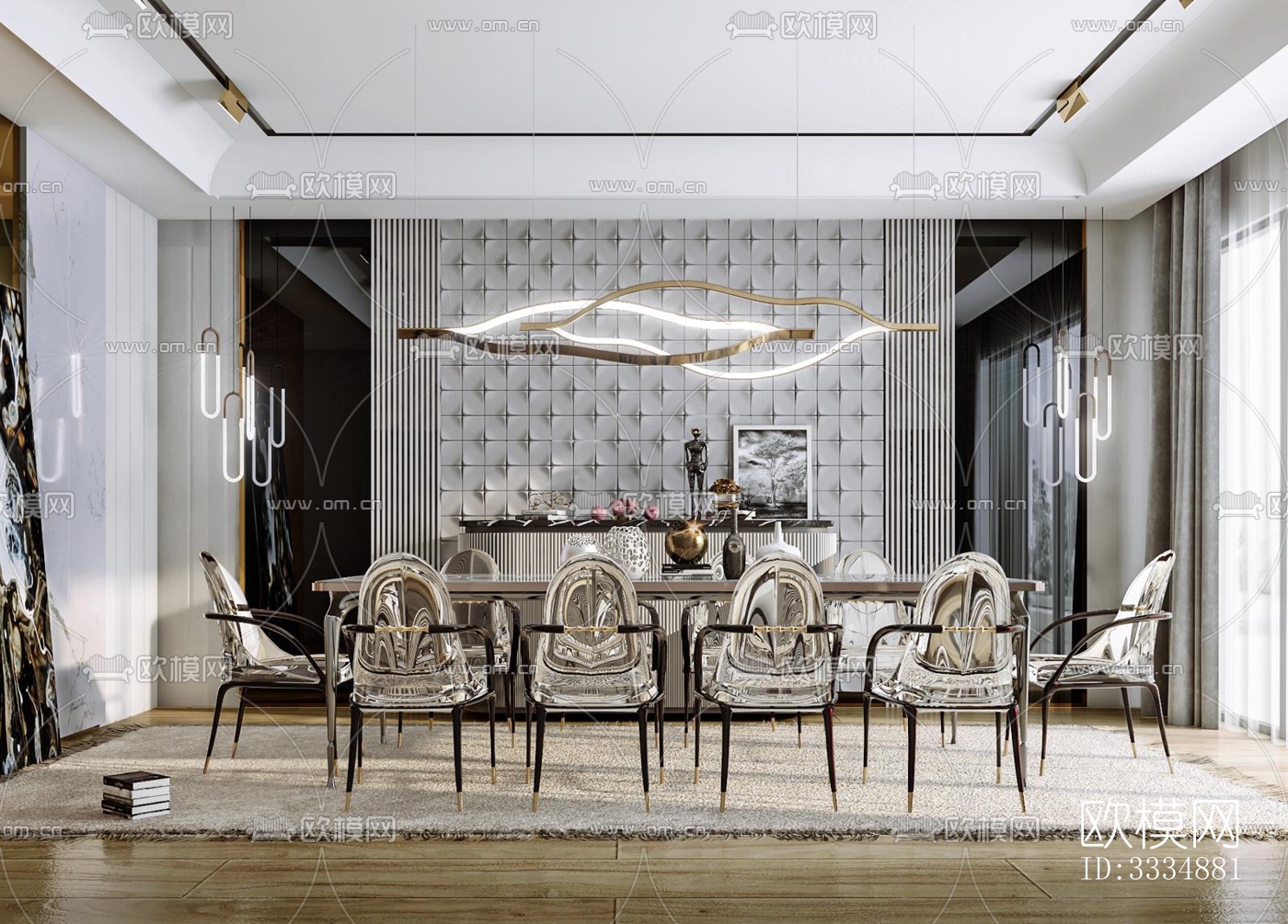 现代餐厅效果图下载（渲染图1）