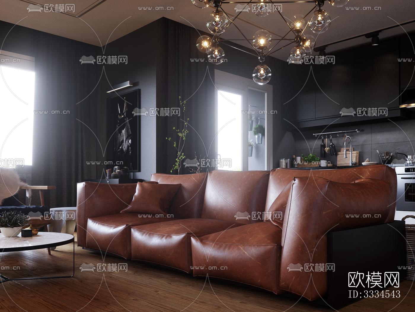 现代客厅效果图下载（渲染图7）