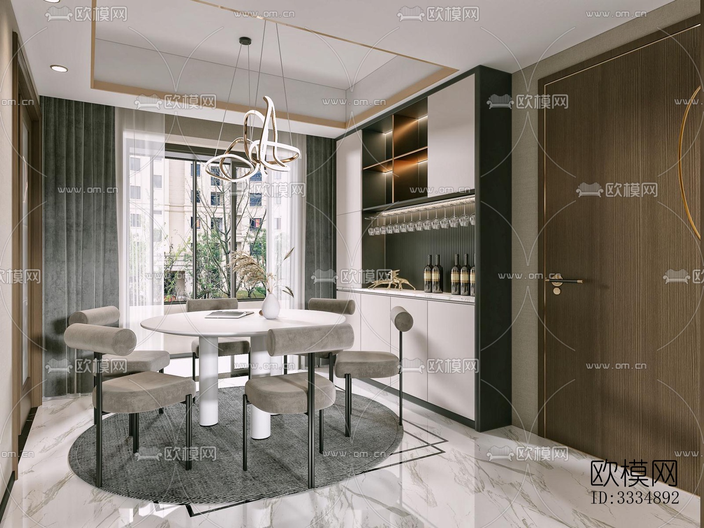 现代餐厅效果图下载（渲染图5）