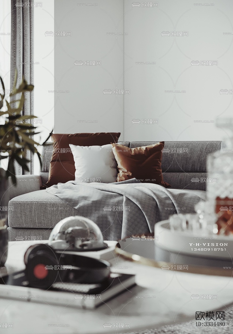 现代客厅效果图下载（渲染图3）