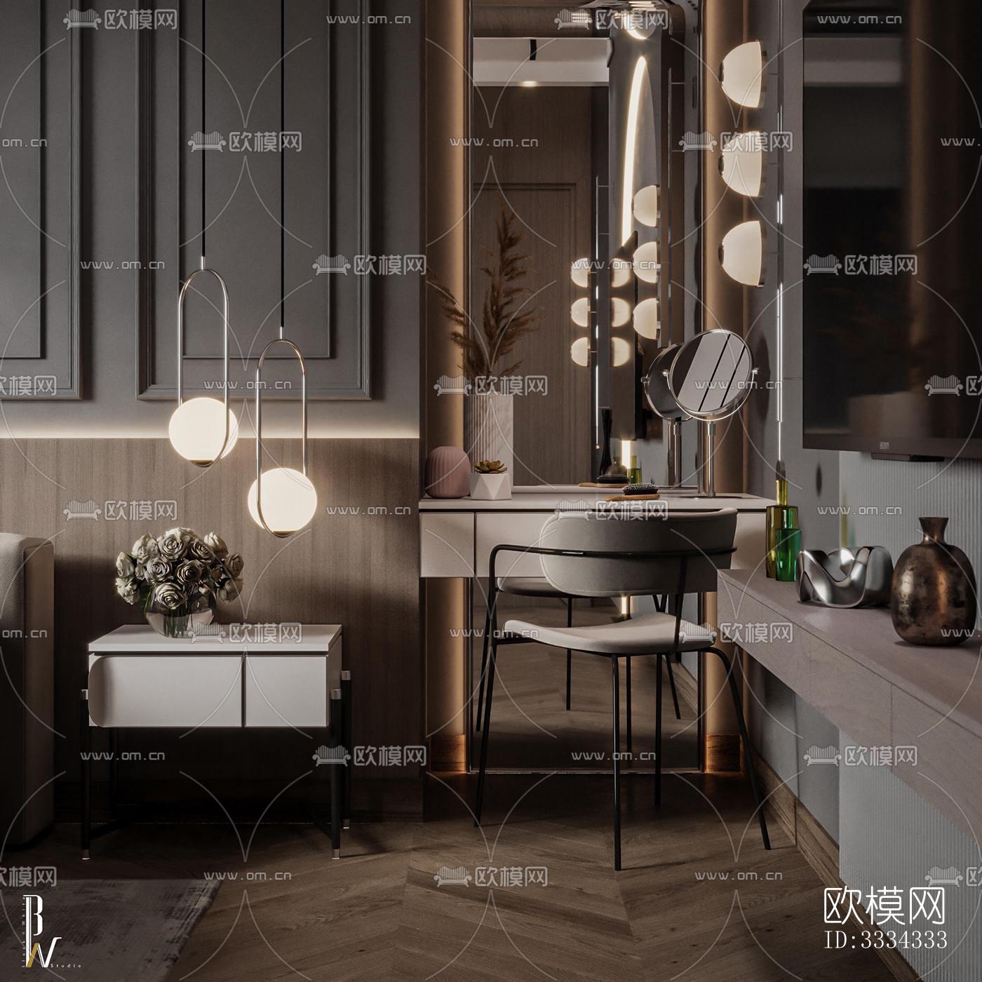 现代卧室效果图下载（渲染图6）