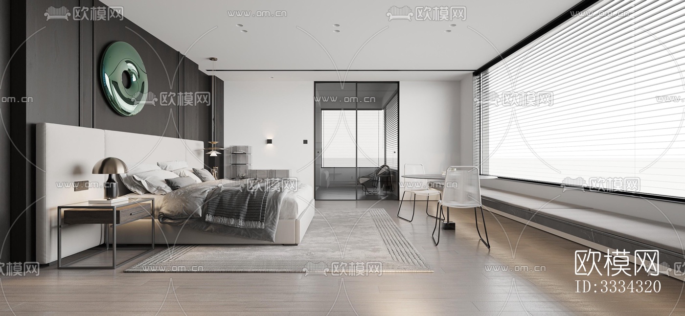 现代卧室效果图下载（渲染图1）