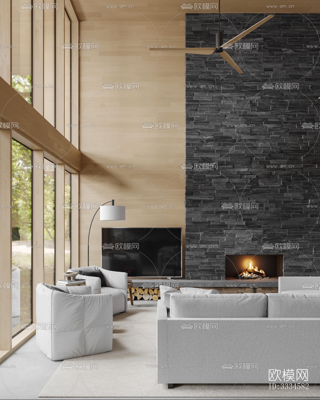 现代客厅效果图下载（渲染图3）