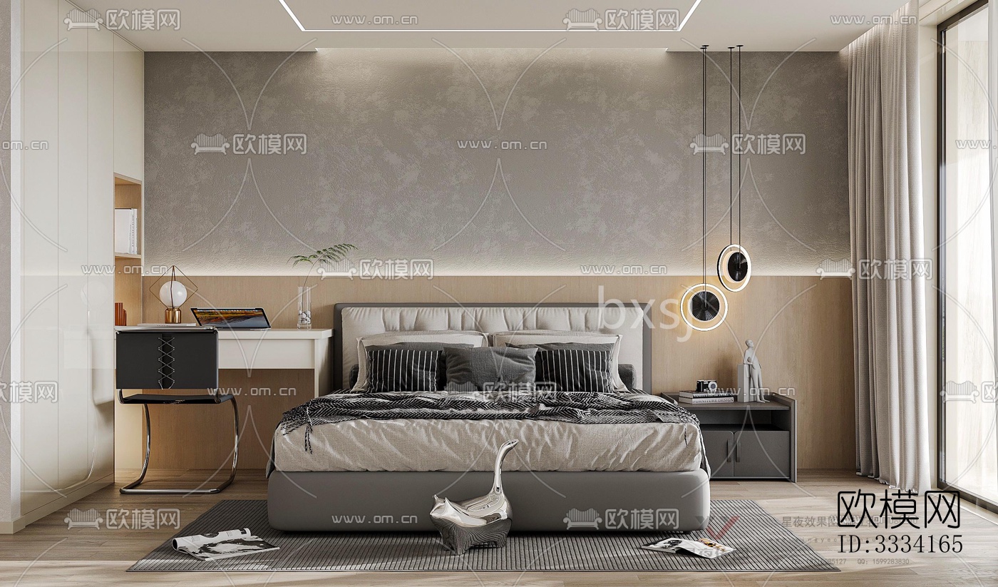 现代卧室效果图下载（渲染图6）