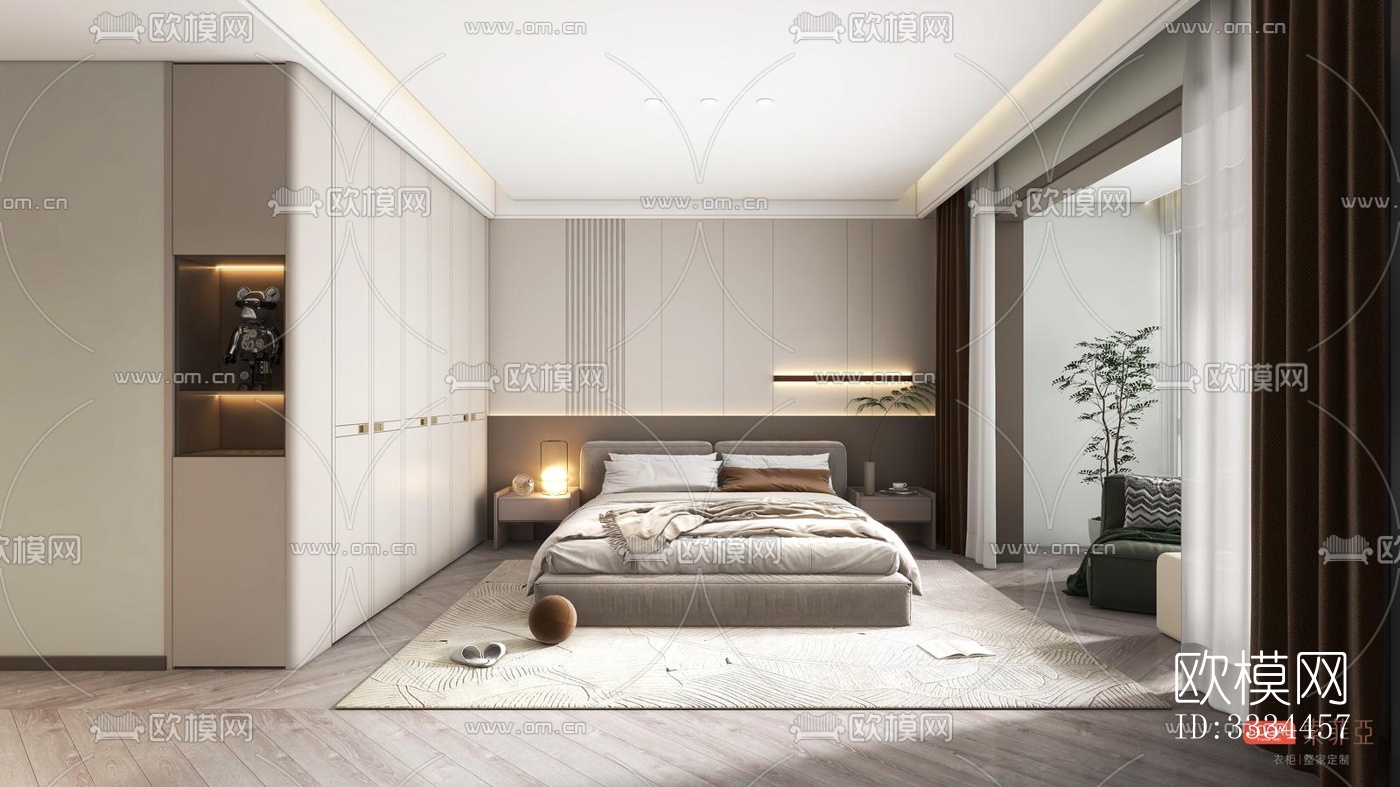 现代卧室效果图下载（渲染图3）