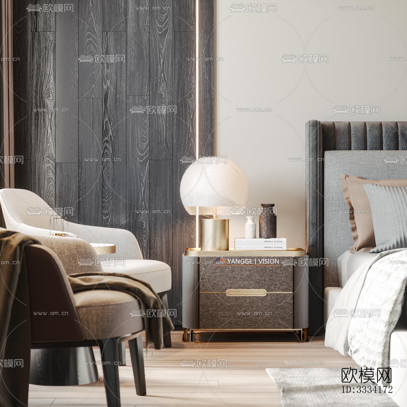 现代卧室效果图下载（渲染图2）