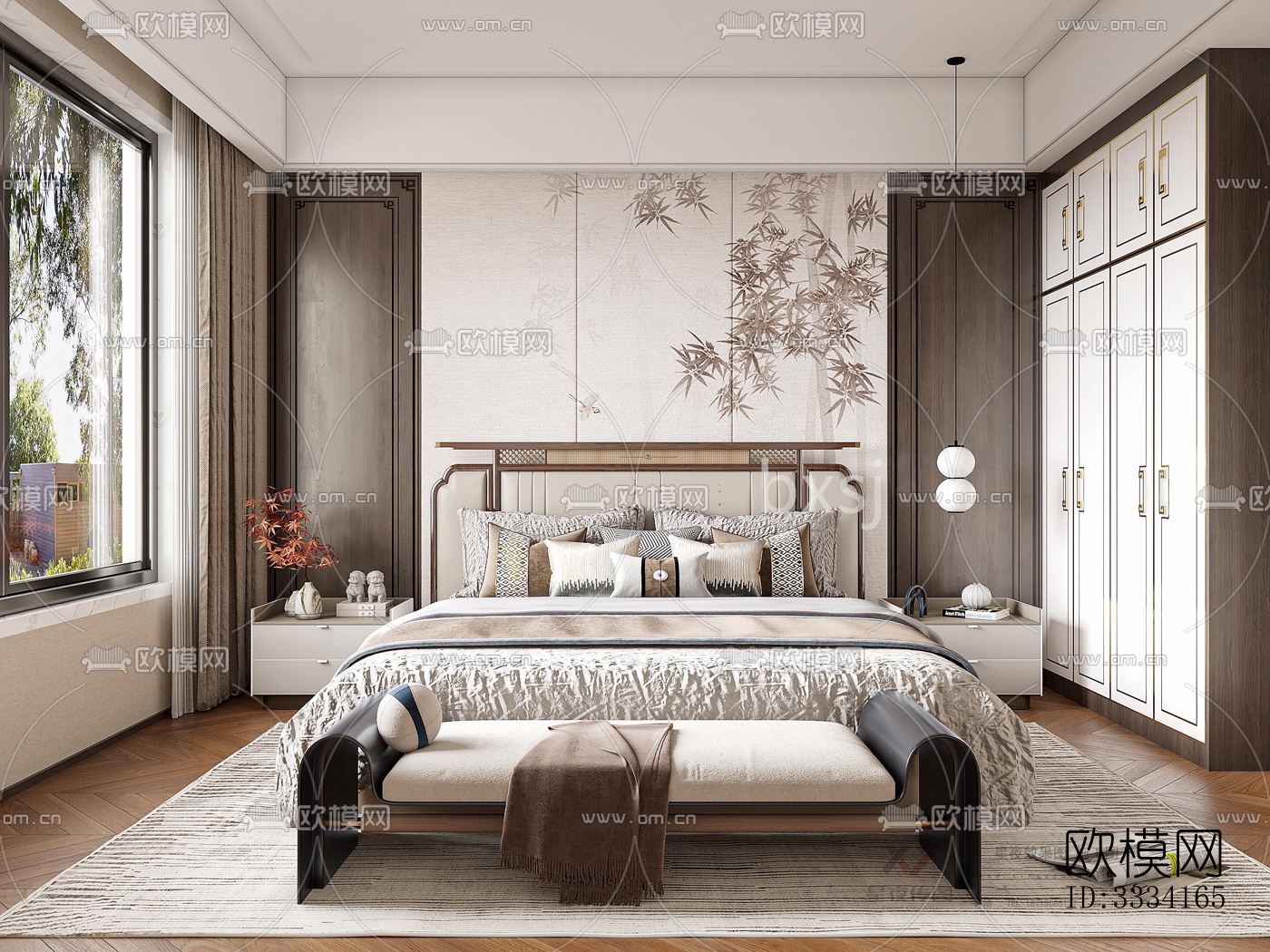 现代卧室效果图下载（渲染图3）