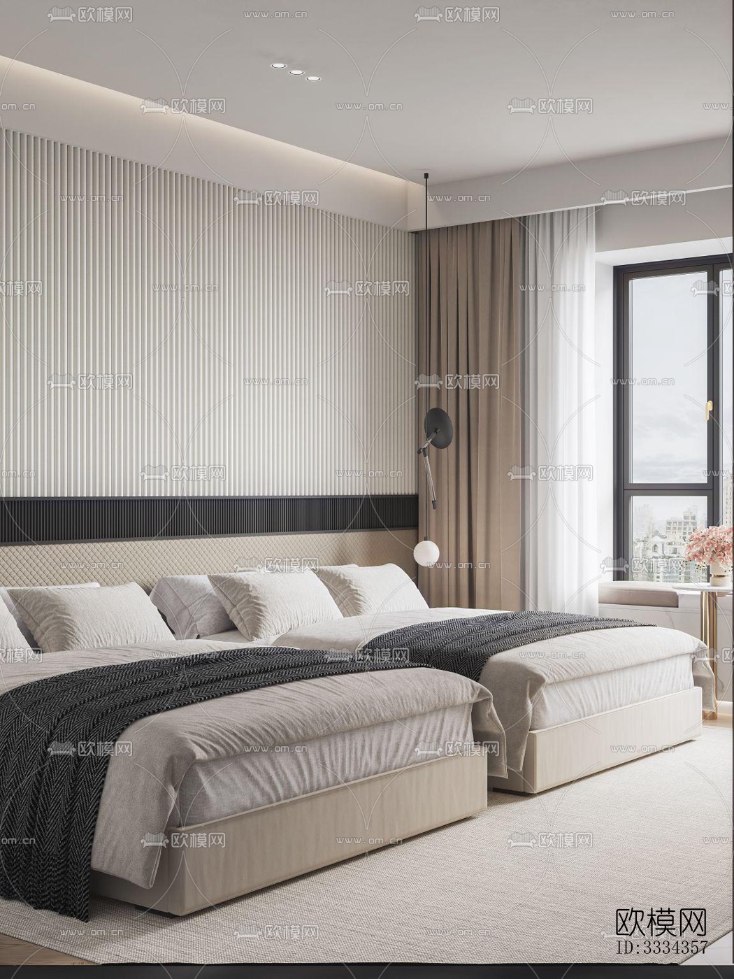 现代卧室效果图下载（渲染图3）