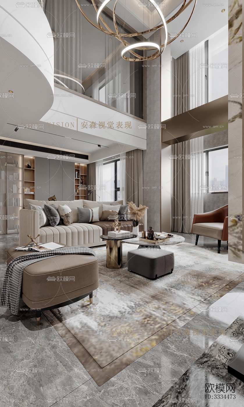 现代客厅效果图下载（渲染图5）