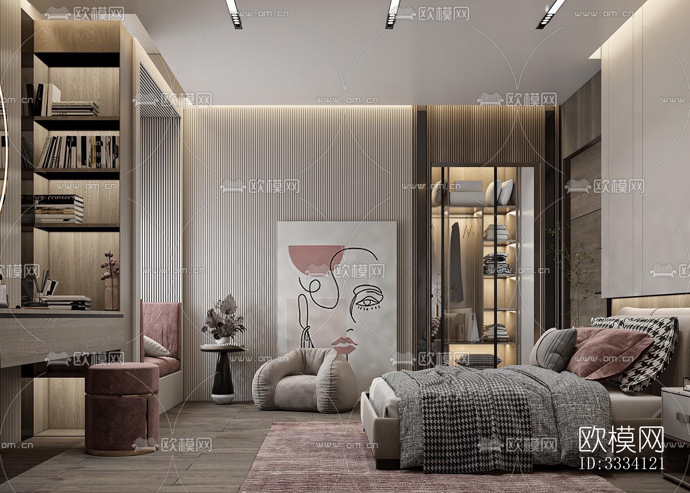 现代卧室效果图下载（渲染图2）