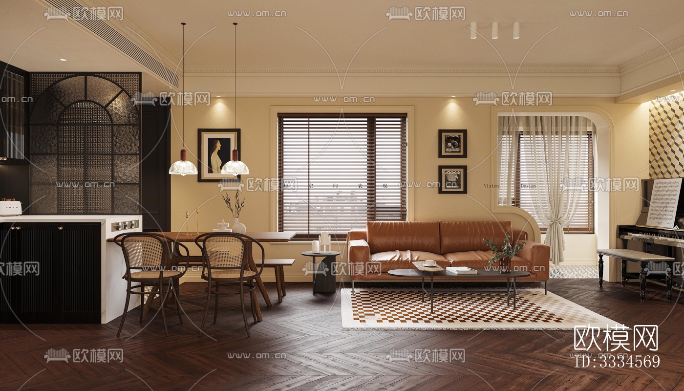 现代客厅效果图下载（渲染图2）