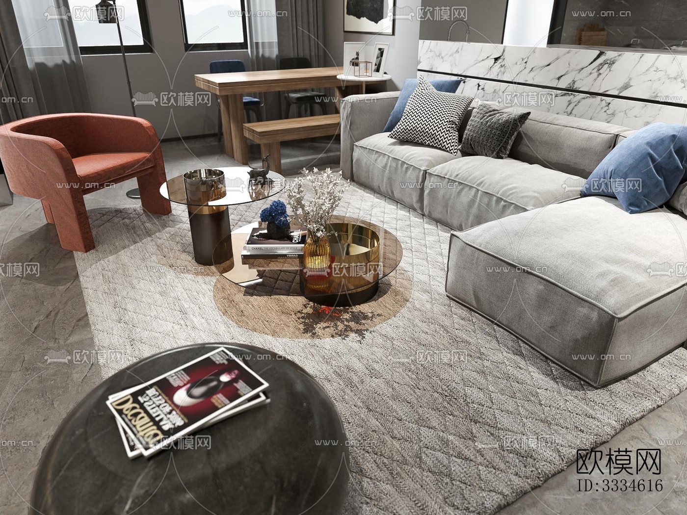 现代客厅效果图下载（渲染图5）