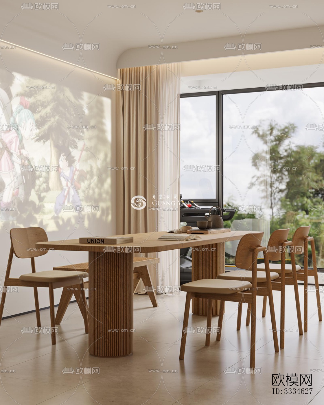 原木风餐厅效果图下载（渲染图3）