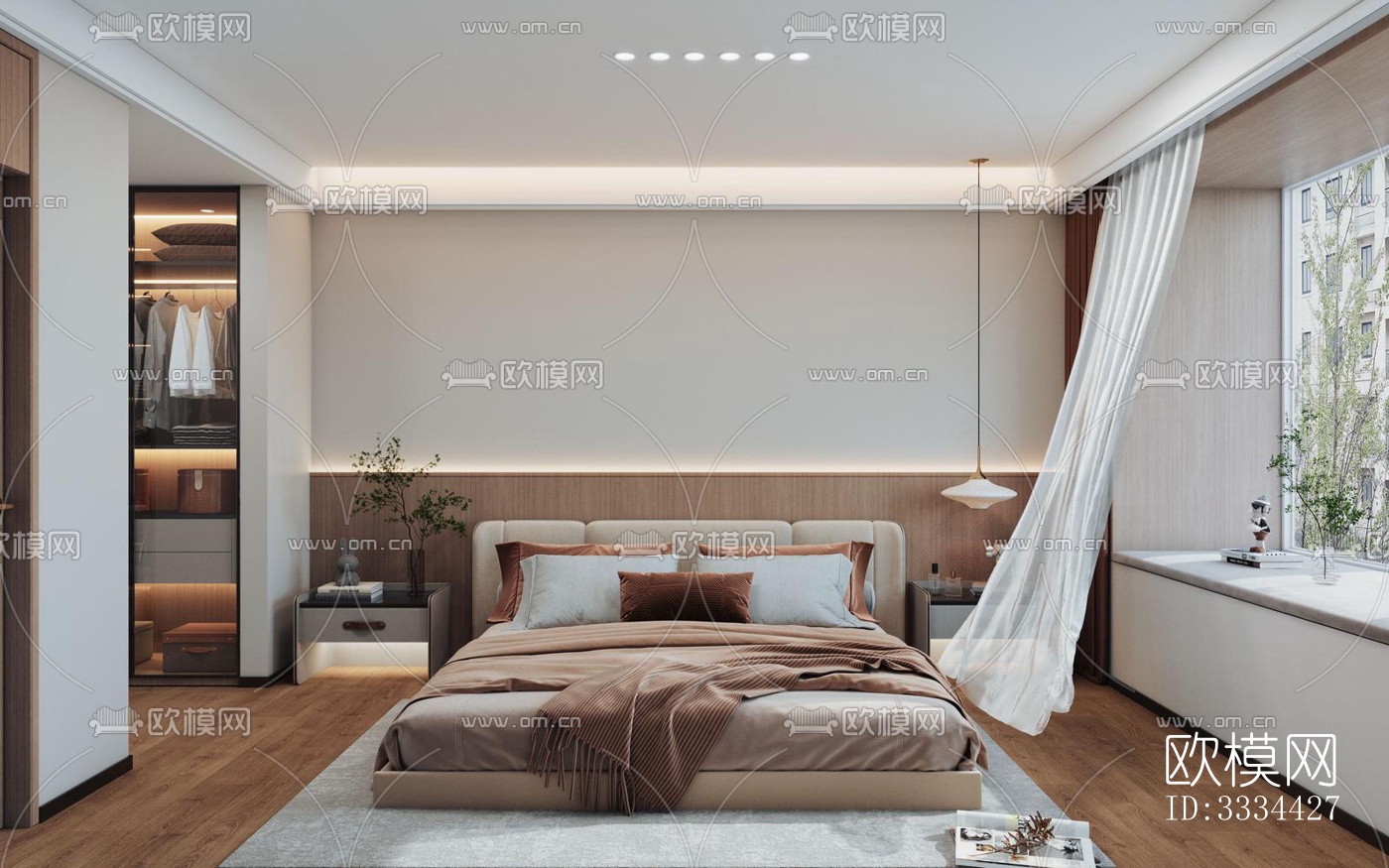 现代卧室效果图下载（渲染图6）