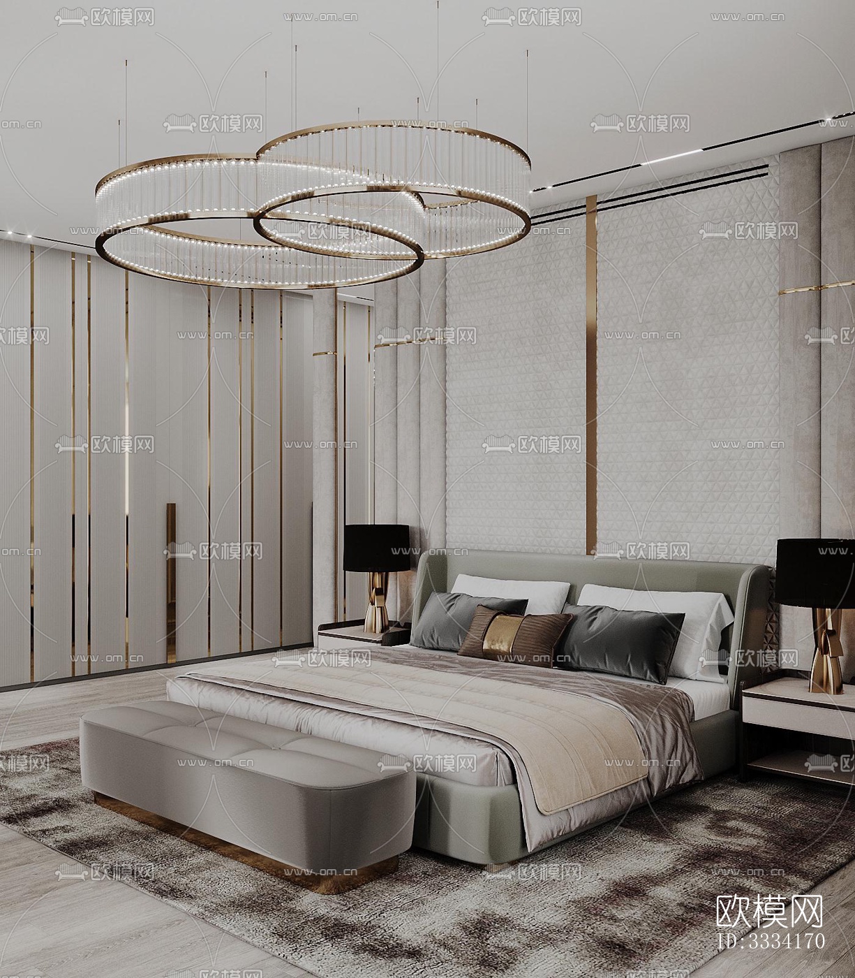 现代卧室效果图下载（渲染图2）