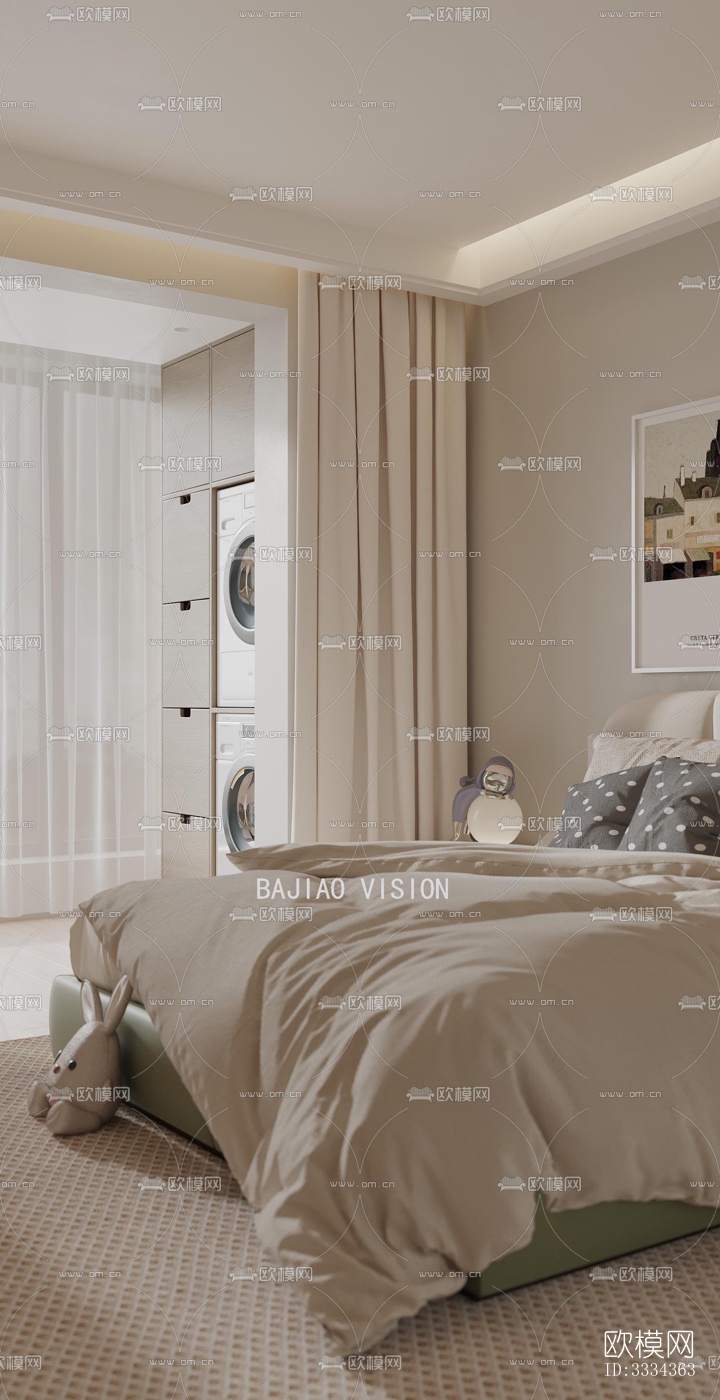 现代卧室效果图下载（渲染图3）