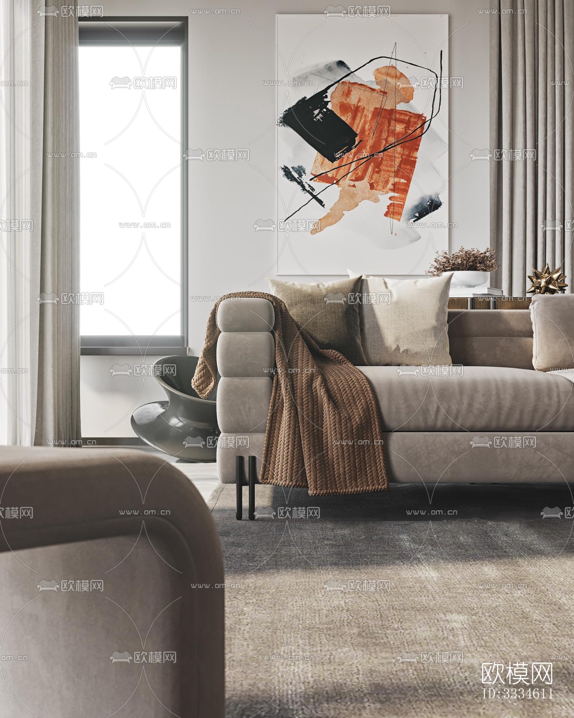 现代客厅效果图下载（渲染图7）