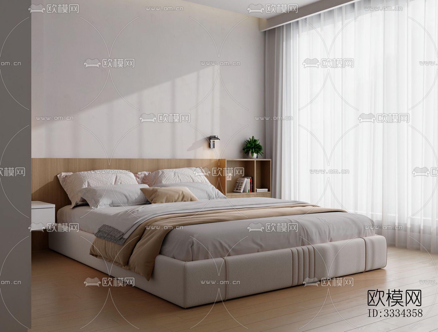现代卧室效果图下载（渲染图1）