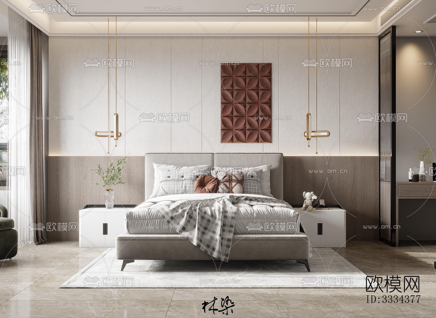 现代卧室效果图下载（渲染图10）
