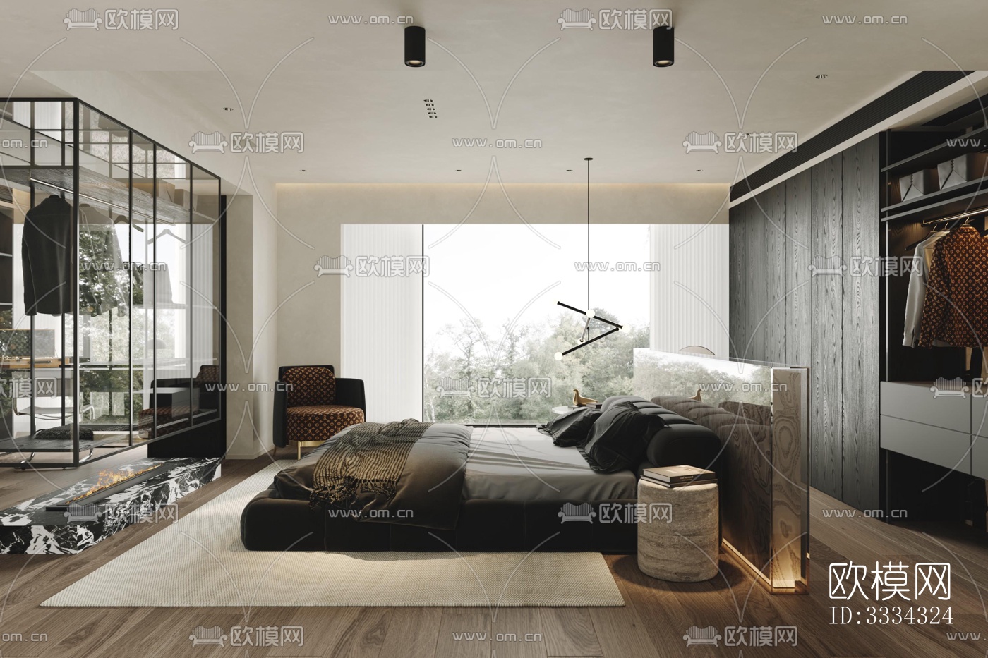 现代卧室效果图下载（渲染图9）