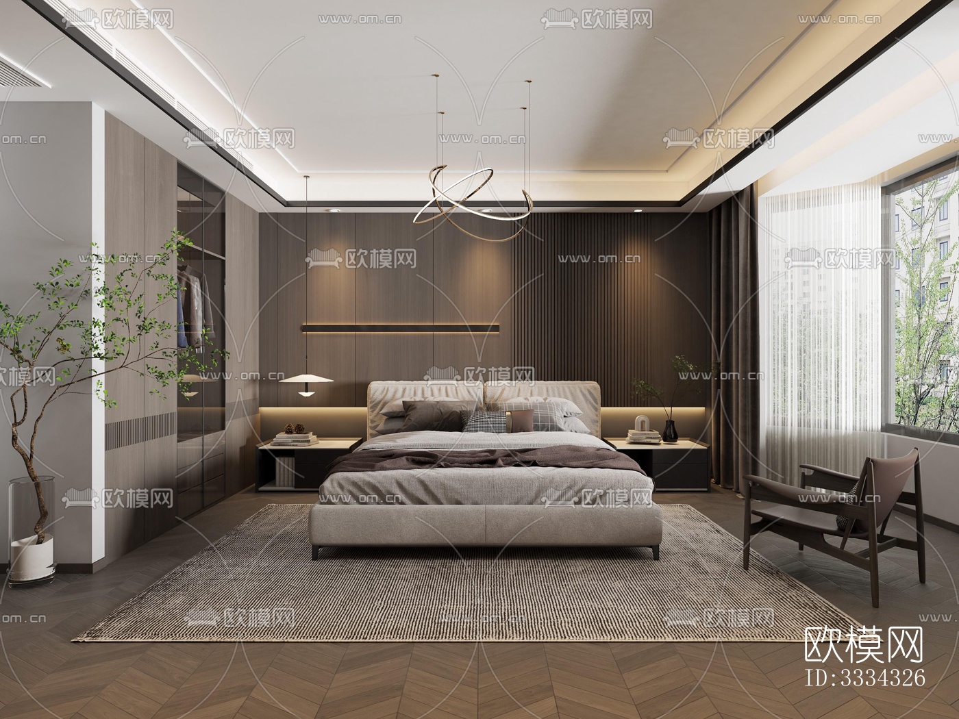 现代卧室效果图下载（渲染图3）