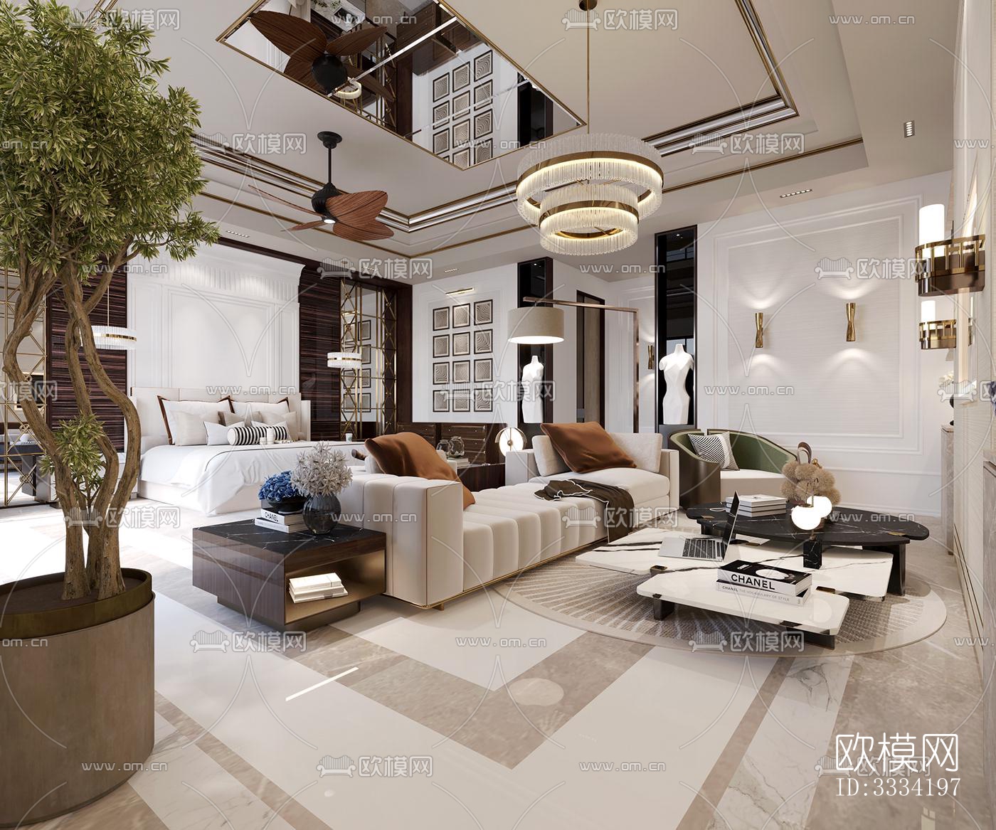 现代卧室效果图下载（渲染图2）