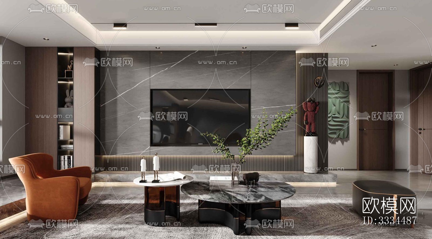 现代客厅效果图下载（渲染图1）