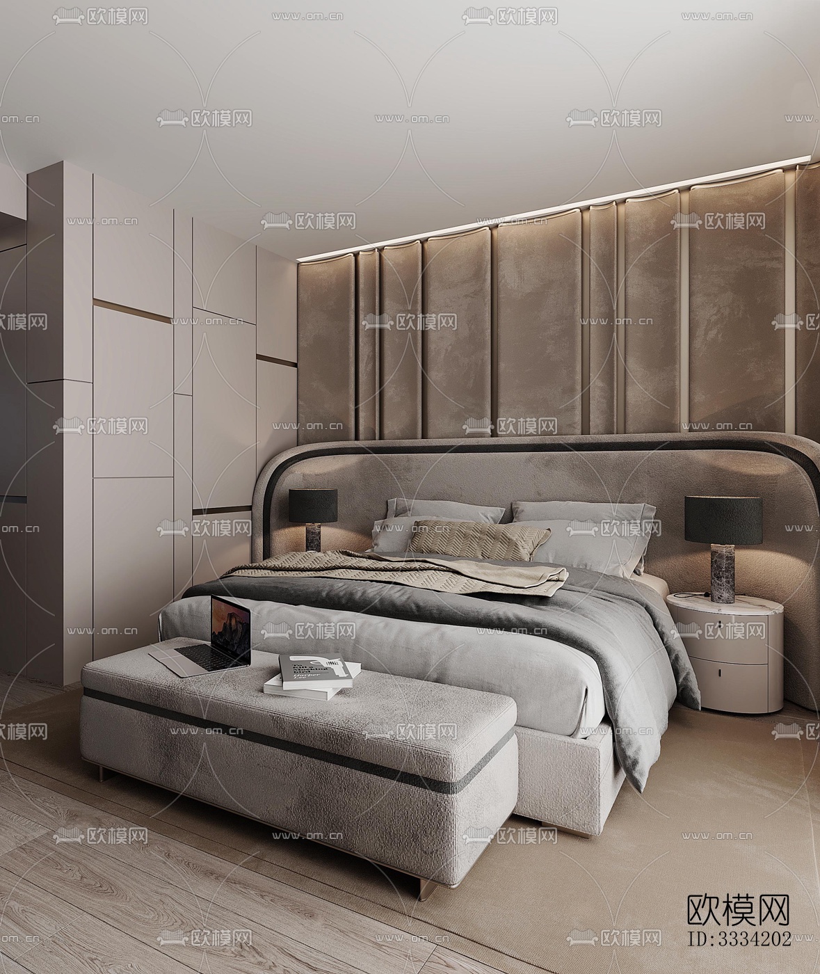 现代卧室效果图下载（渲染图1）
