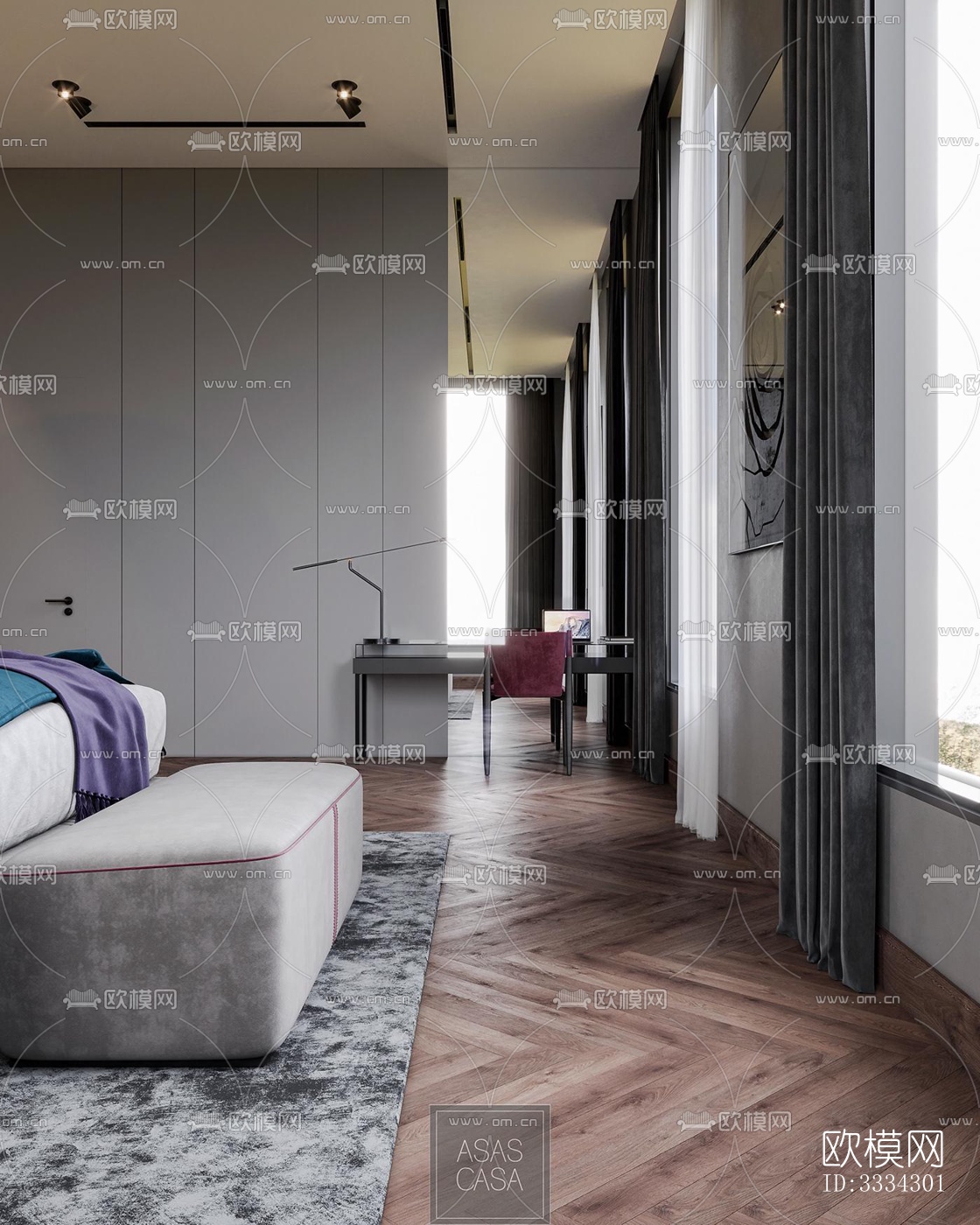 现代卧室效果图下载（渲染图5）