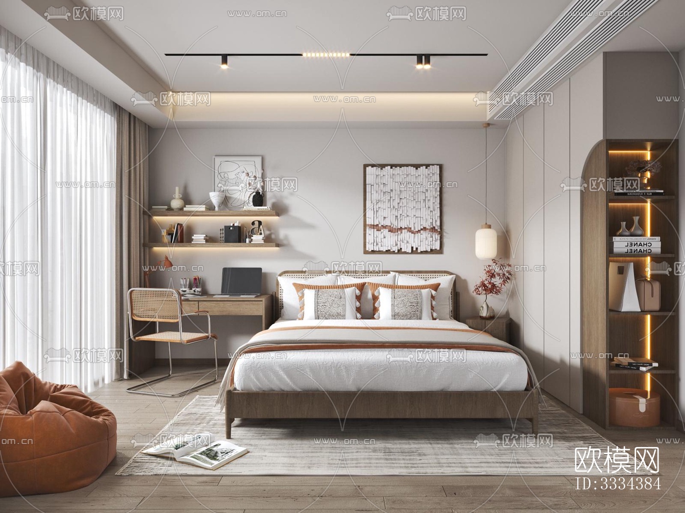 现代卧室效果图下载（渲染图1）