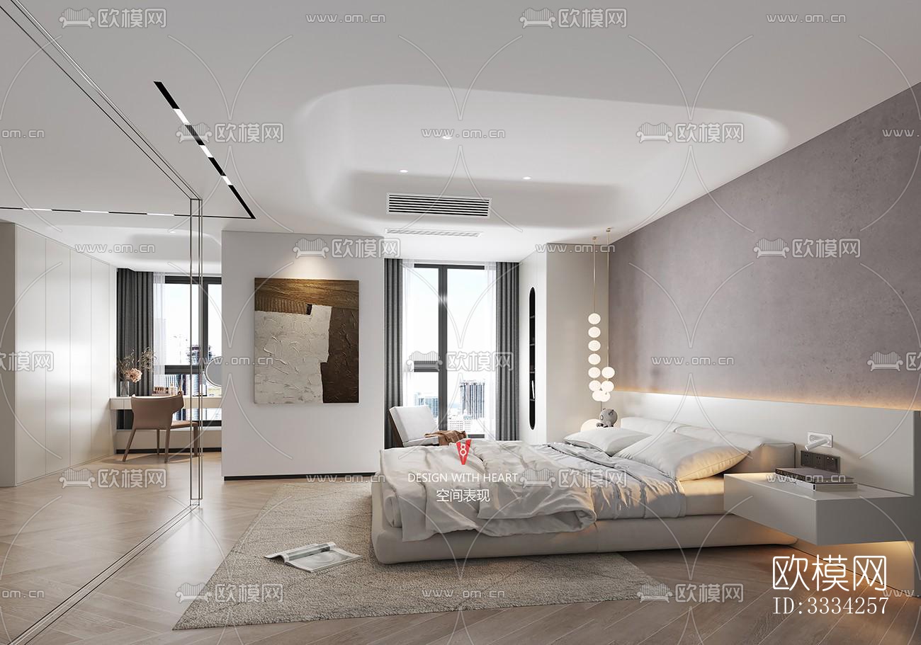 现代卧室效果图下载（渲染图6）