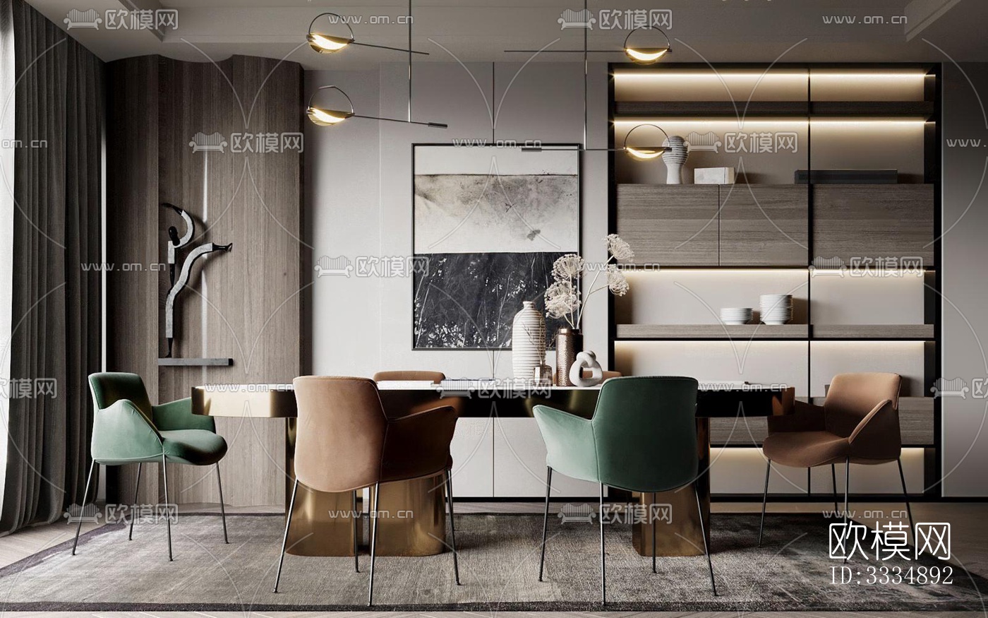 现代餐厅效果图下载（渲染图3）