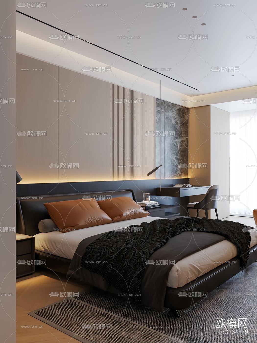 现代卧室效果图下载（渲染图2）