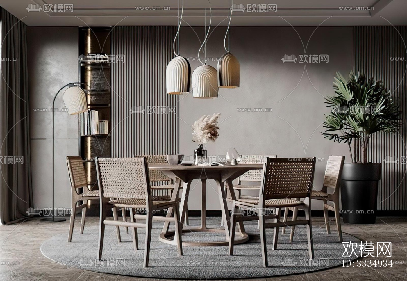 现代餐厅效果图下载（渲染图6）