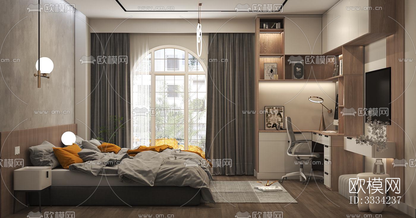 现代卧室效果图下载（渲染图5）
