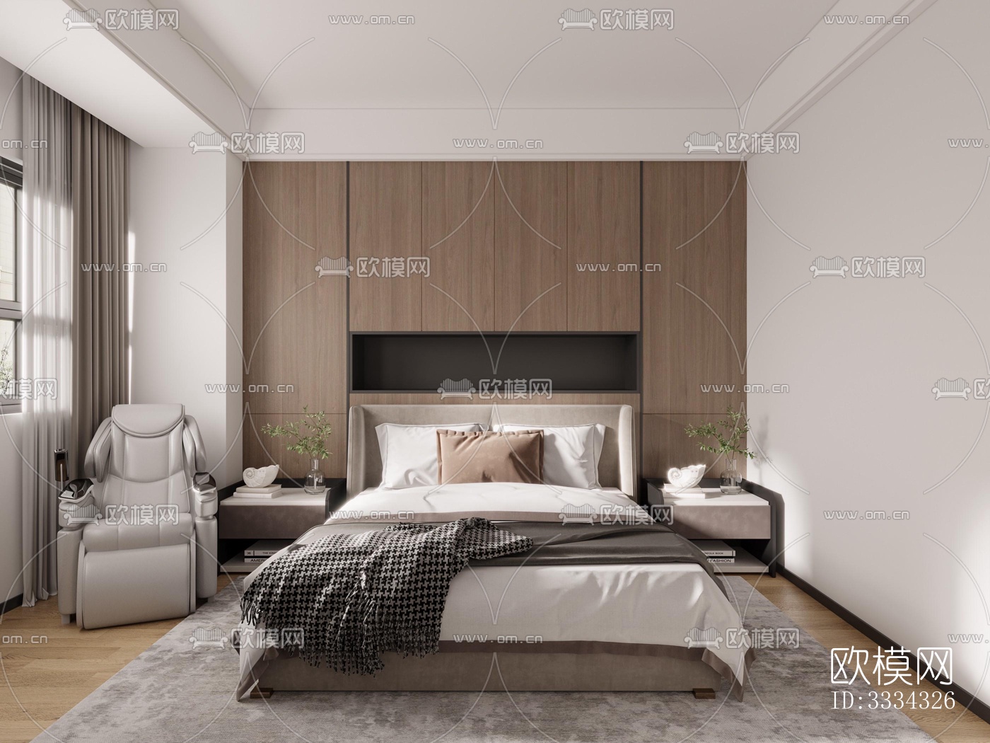 现代卧室效果图下载（渲染图12）
