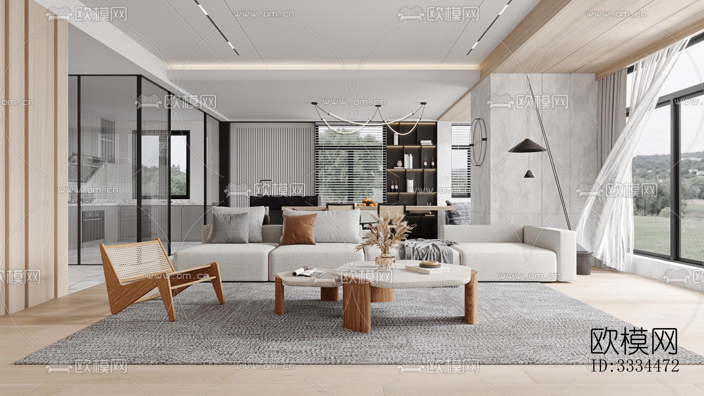 现代客厅效果图下载（渲染图1）