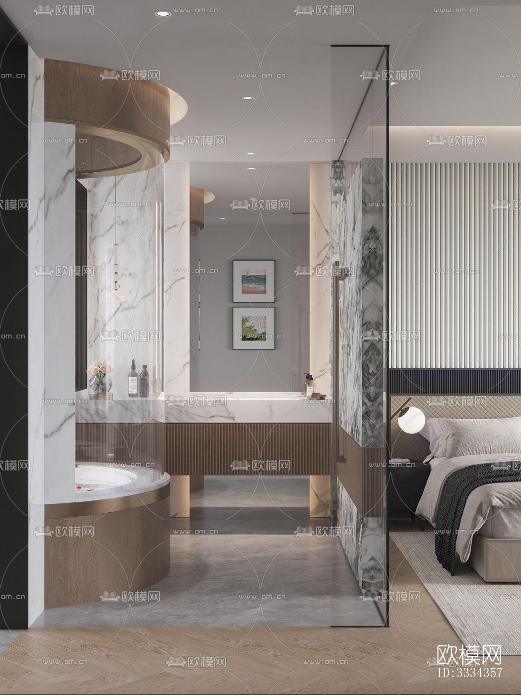 现代卧室效果图下载（渲染图4）