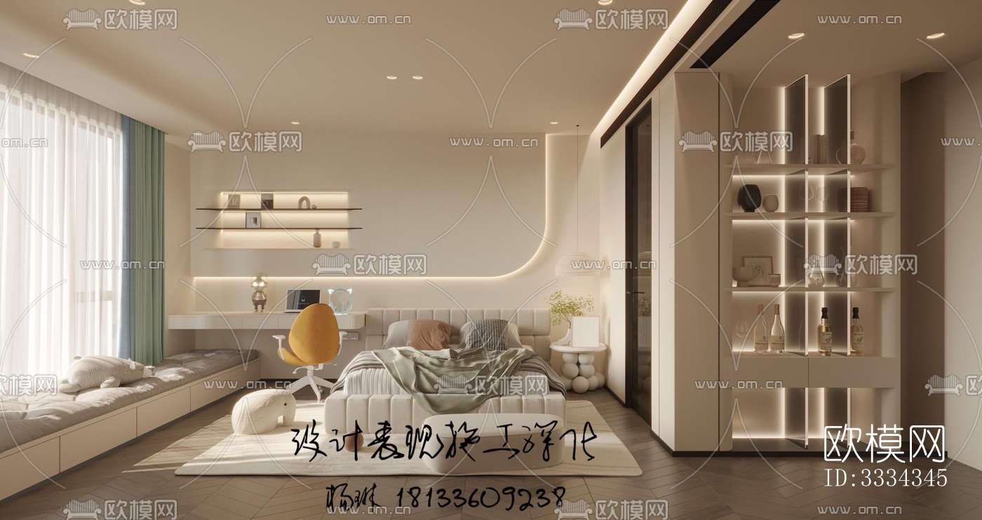 现代卧室效果图下载（渲染图4）