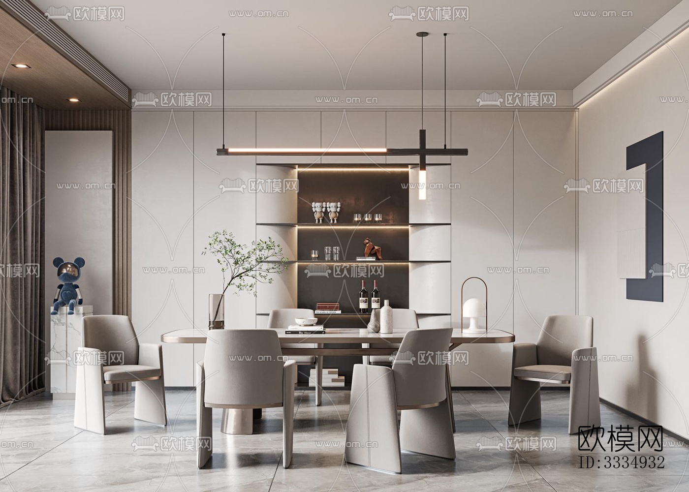 现代餐厅效果图下载（渲染图1）