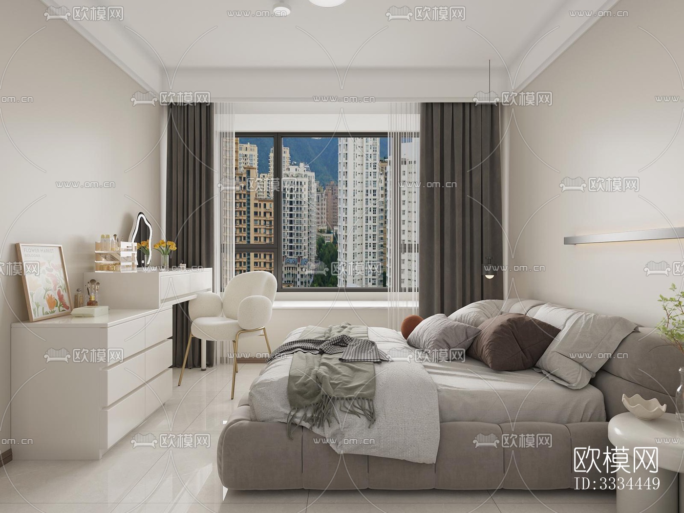 现代卧室效果图下载（渲染图3）