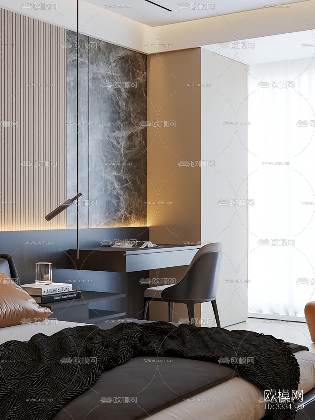 现代卧室效果图下载（渲染图1）