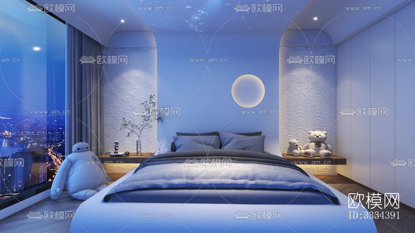 现代卧室效果图下载（渲染图2）