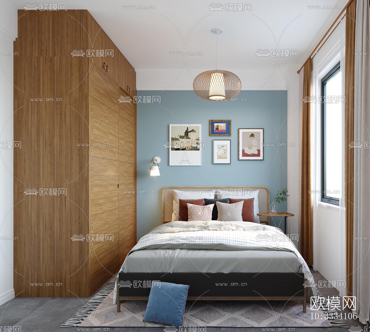 现代卧室效果图下载（渲染图2）