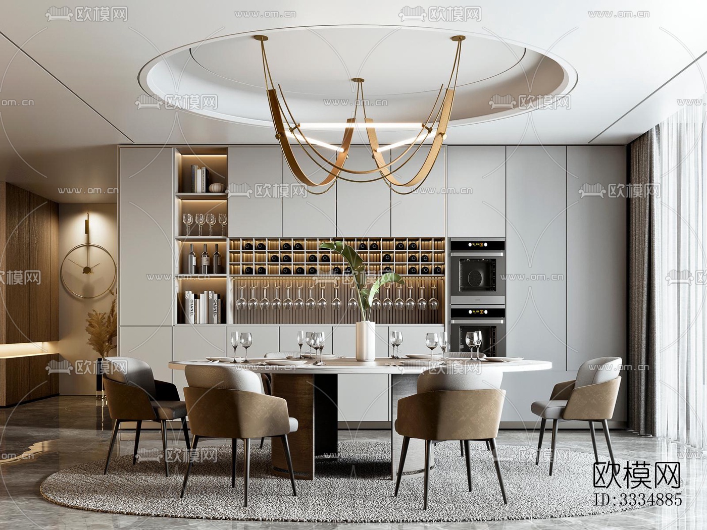 现代餐厅效果图下载（渲染图3）