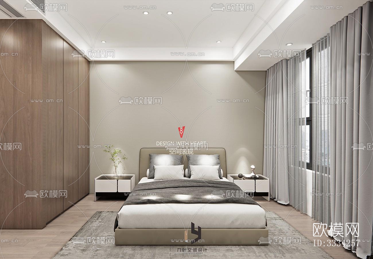 现代卧室效果图下载（渲染图11）