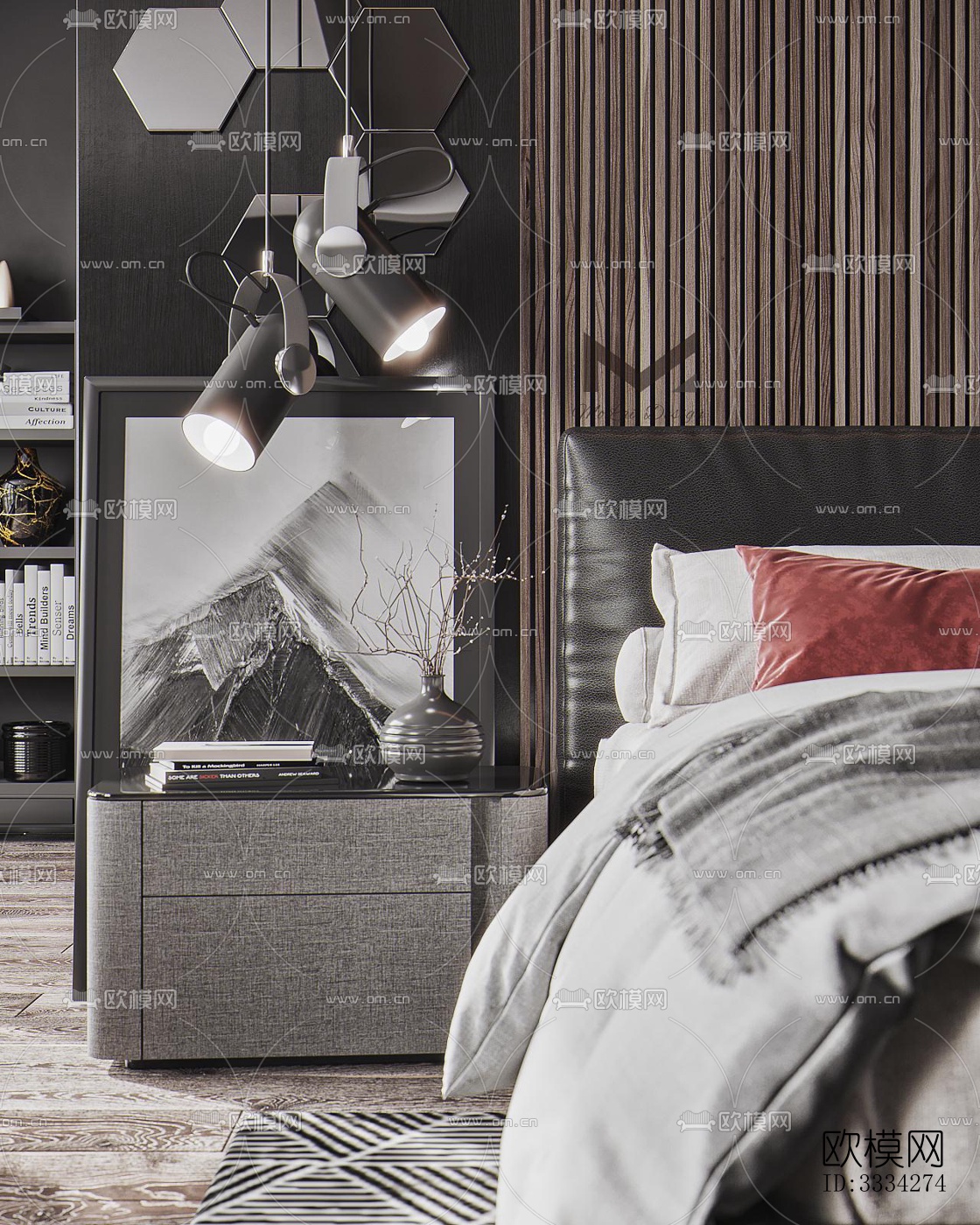 现代卧室效果图下载（渲染图7）