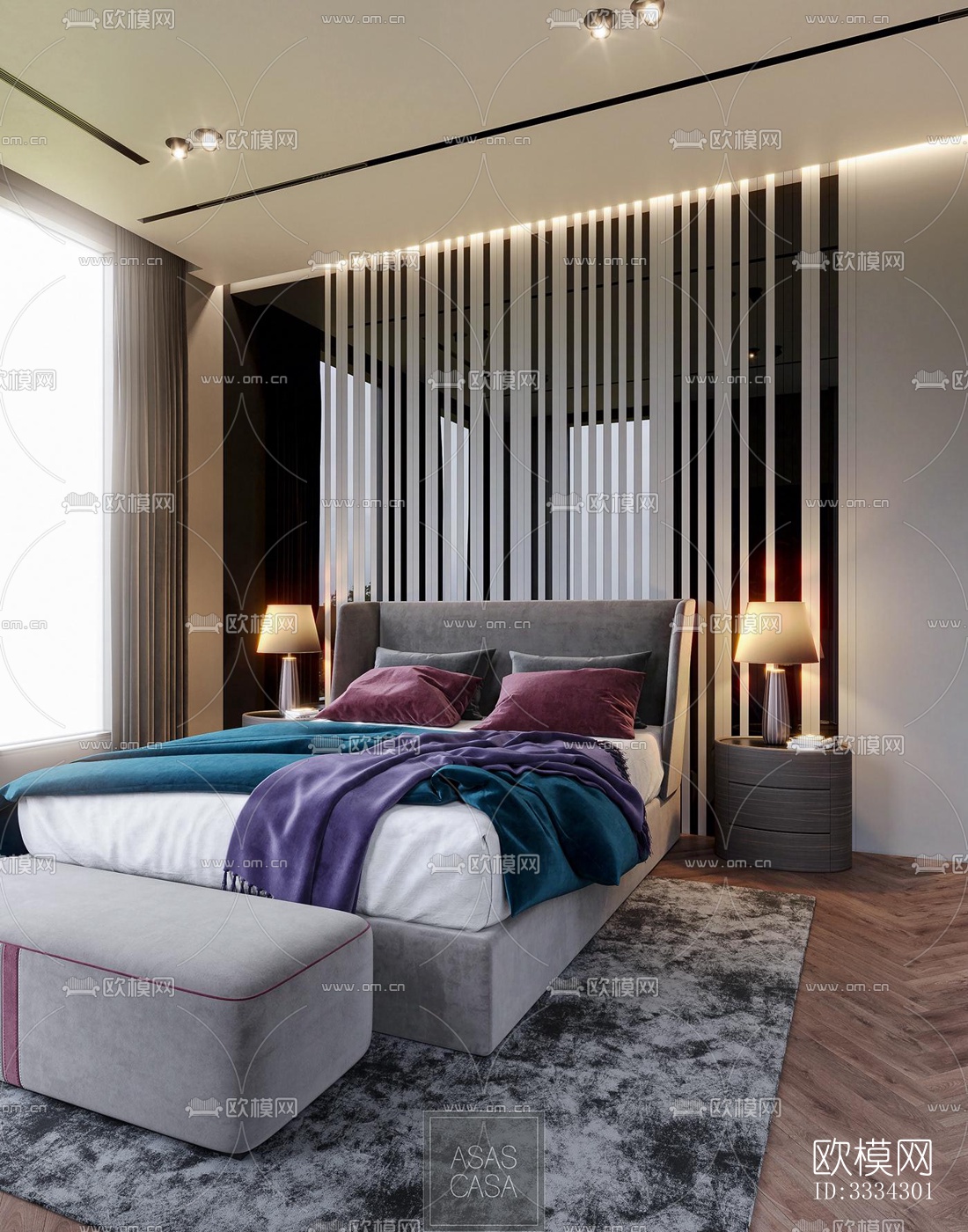 现代卧室效果图下载（渲染图2）